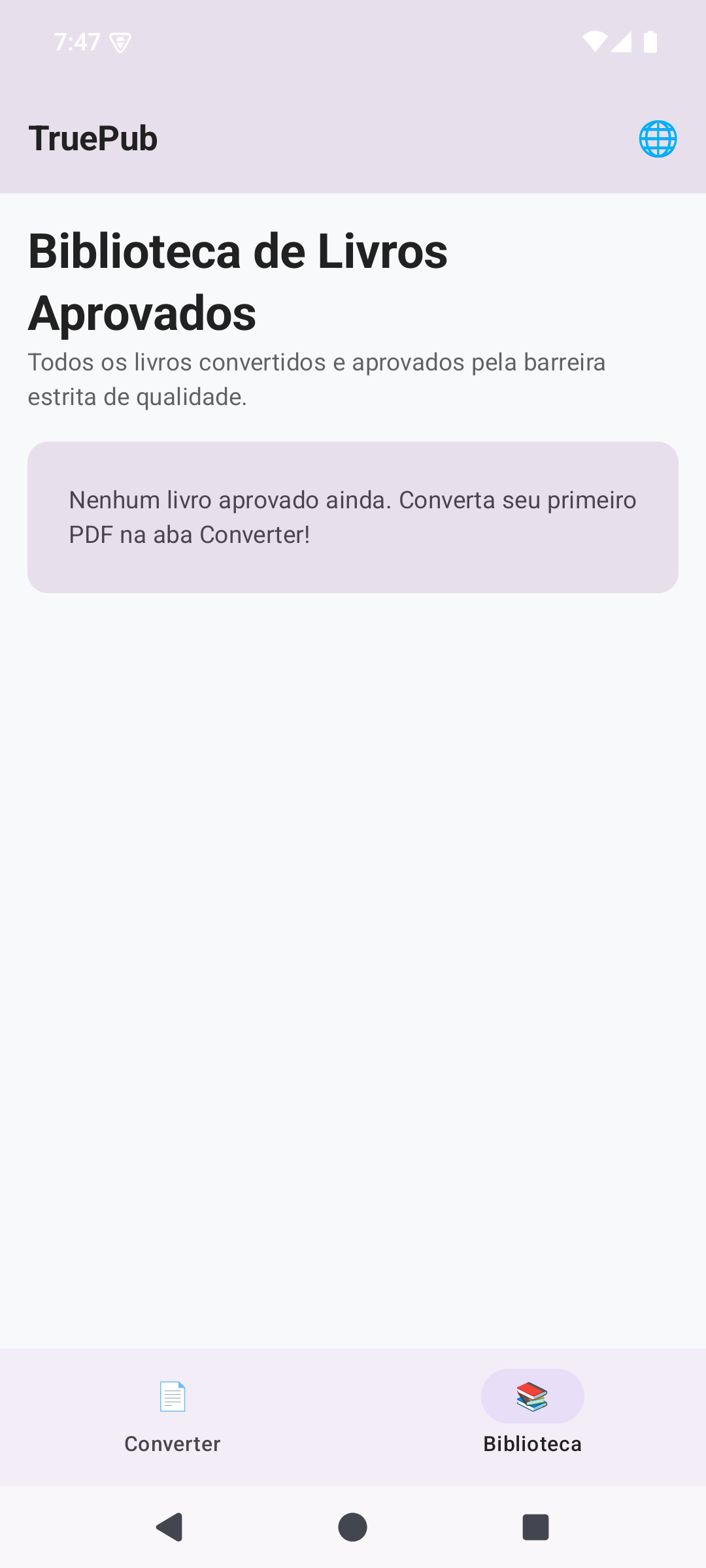 Biblioteca de livros convertidos no TruePub